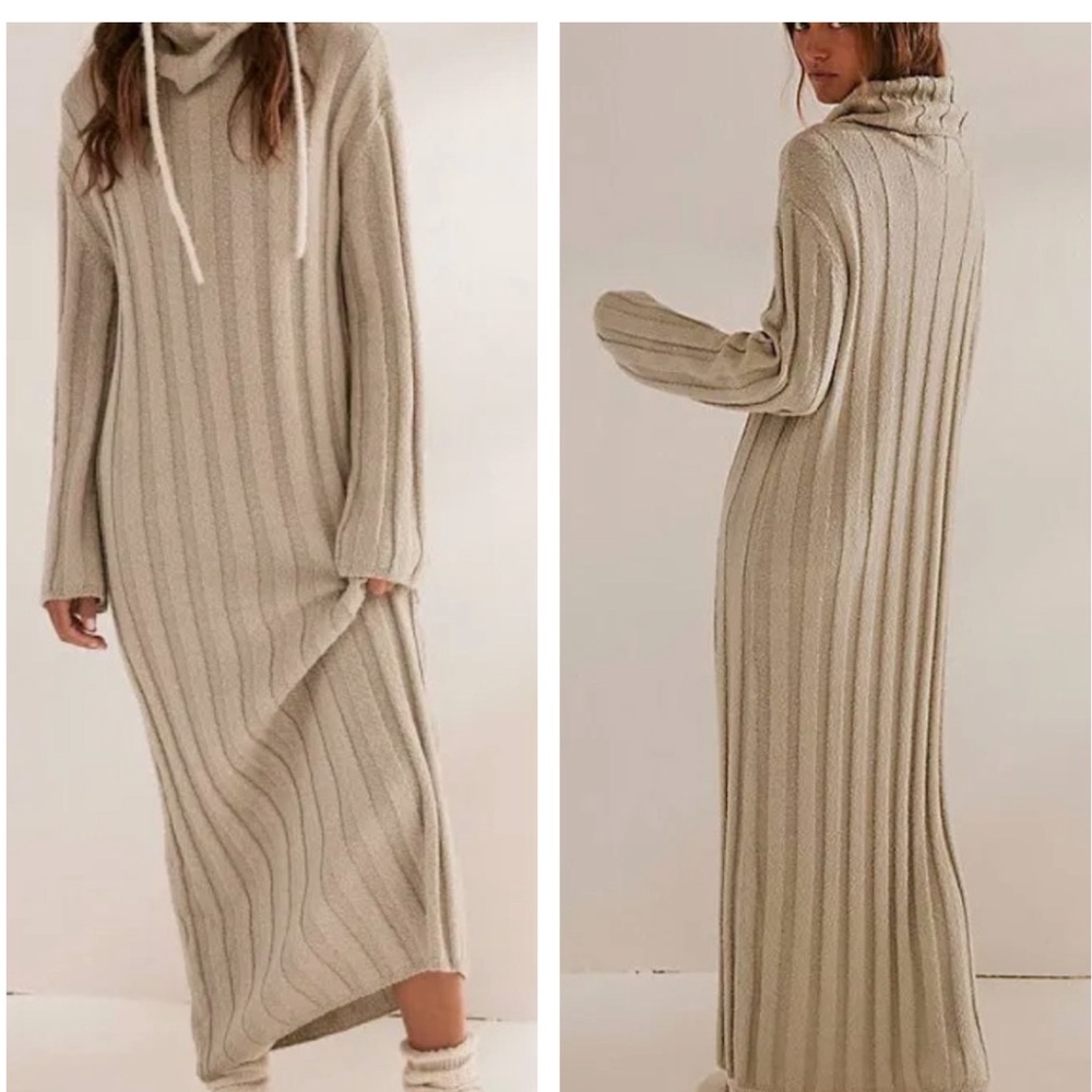 FREE PEOPLE WANDA MIDI TO MAXI SWEATER DRESS LARGE - Picture 2 of 5